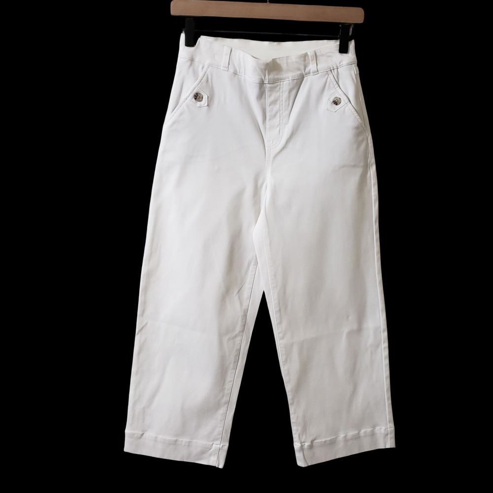 Spanx Stretch Twill Cropped Wide Leg Pants White Size Small 20312Q